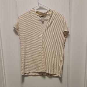 H&M Cream and Brown Striped Blouse
